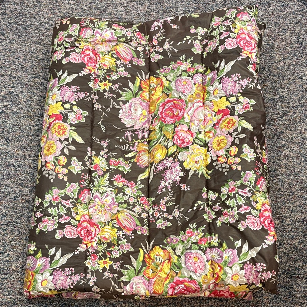 Vintage Rare Ralph Lauren Chocolate Brown Floral Reversible Twin Comforter